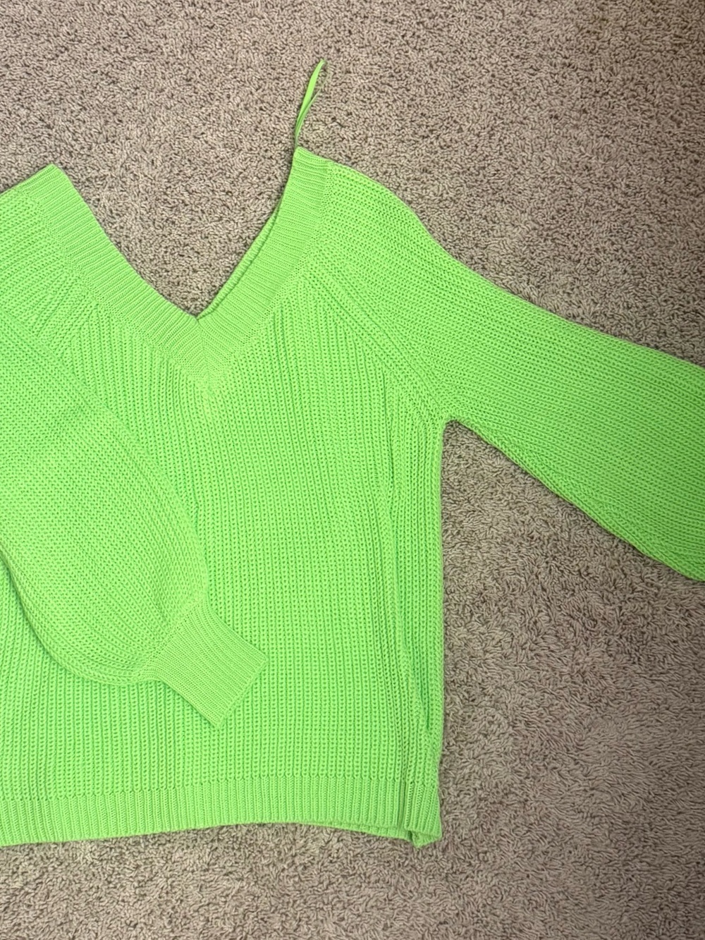 june & hudson Neon Green V-Neck Knit Sweater